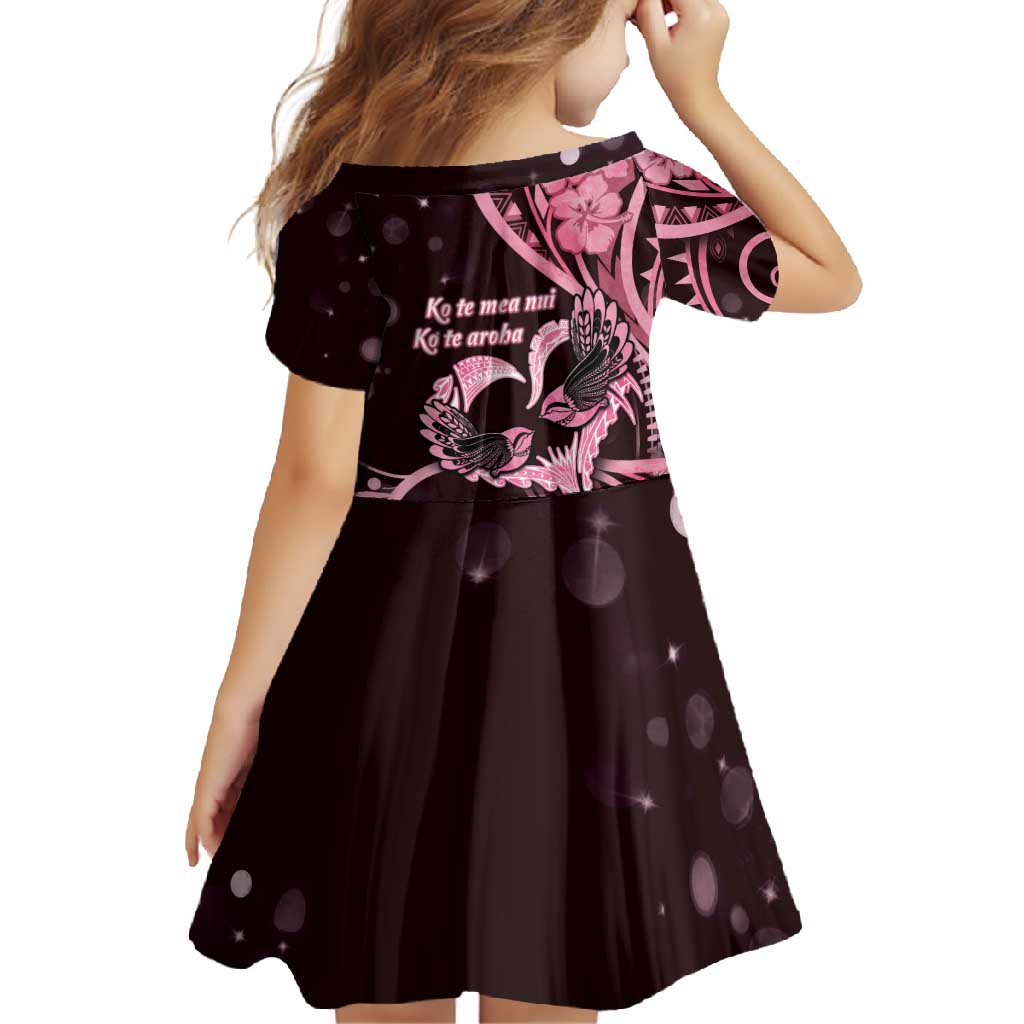 New Zealand Valentine Family Matching Tank Maxi Dress and Hawaiian Shirt Aroha Sweet Pink Piwakawaka LT05 - Polynesian Pride