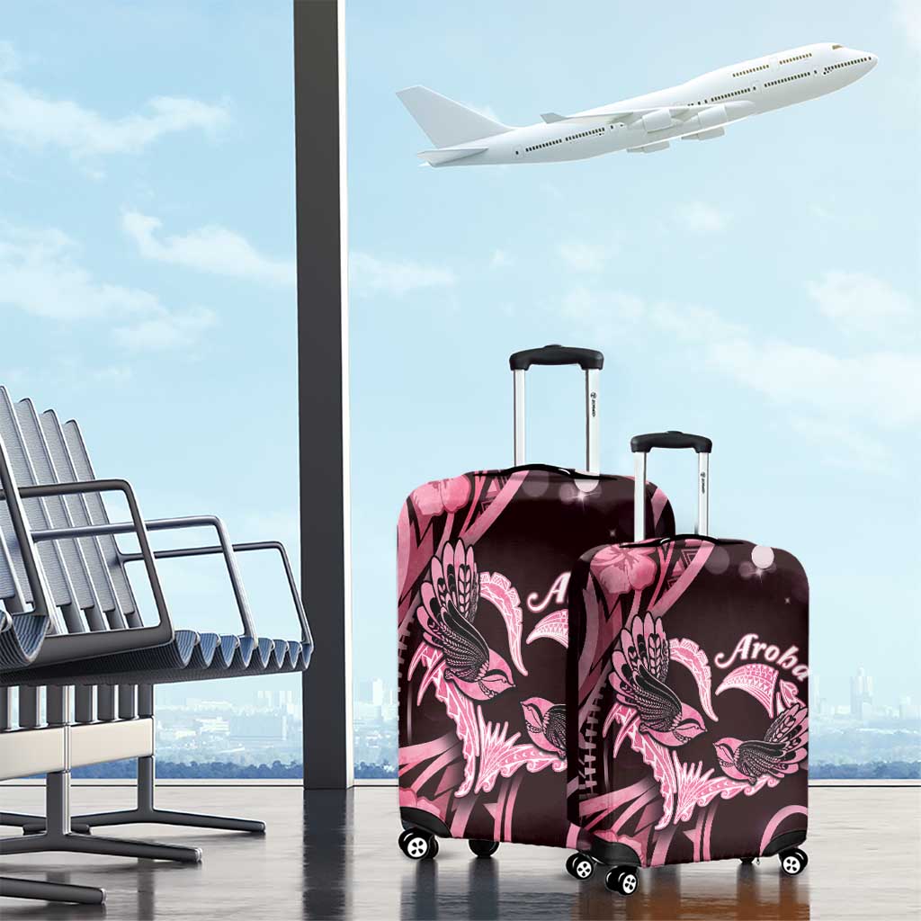 New Zealand Valentine Luggage Cover Aroha Sweet Pink Piwakawaka