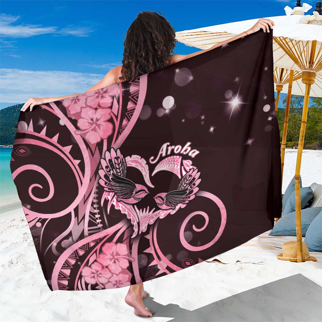 New Zealand Valentine Sarong Aroha Sweet Pink Piwakawaka LT05 One Size 44 x 66 inches Pink - Polynesian Pride
