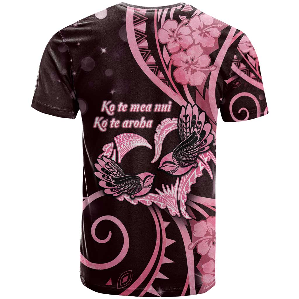New Zealand Valentine T Shirt Aroha Sweet Pink Piwakawaka