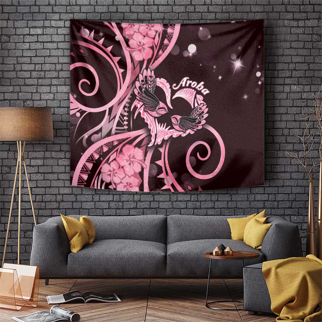 New Zealand Valentine Tapestry Aroha Sweet Pink Piwakawaka LT05 Pink - Polynesian Pride