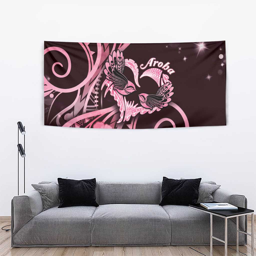 New Zealand Valentine Tapestry Aroha Sweet Pink Piwakawaka