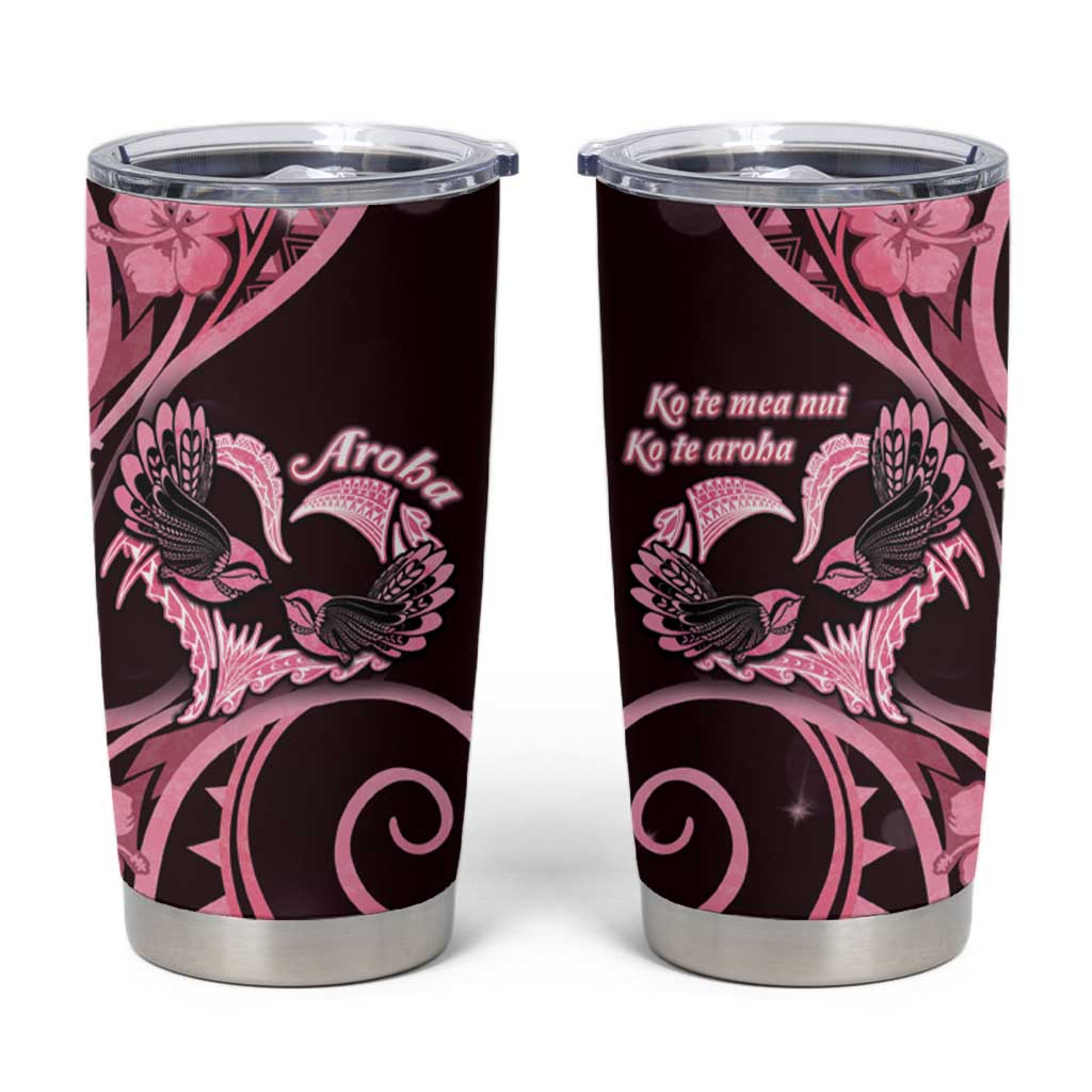 New Zealand Valentine Tumbler Cup Aroha Sweet Pink Piwakawaka