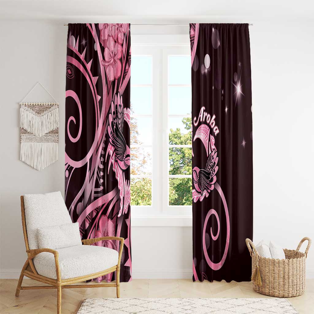 New Zealand Valentine Window Curtain Aroha Sweet Pink Piwakawaka