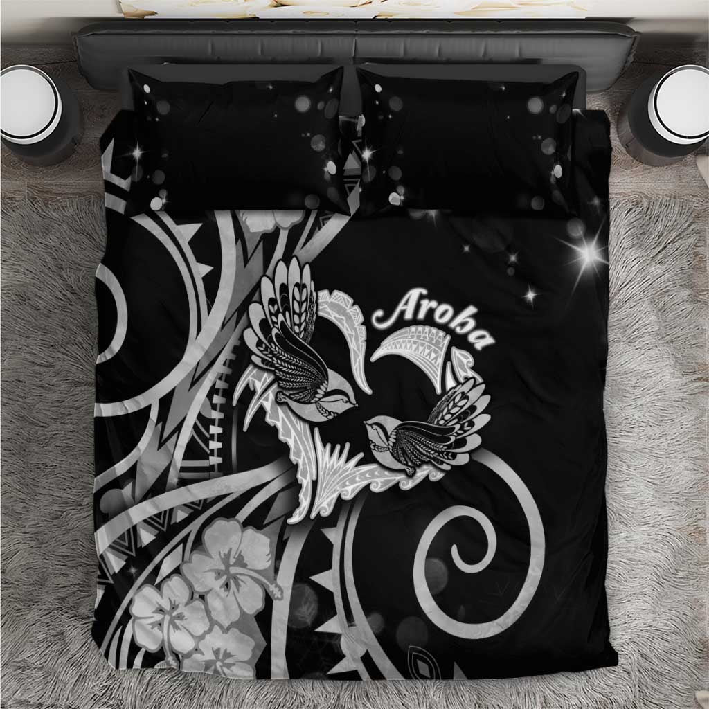 New Zealand Valentine Bedding Set Aroha Gray Piwakawaka LT05 Gray - Polynesian Pride