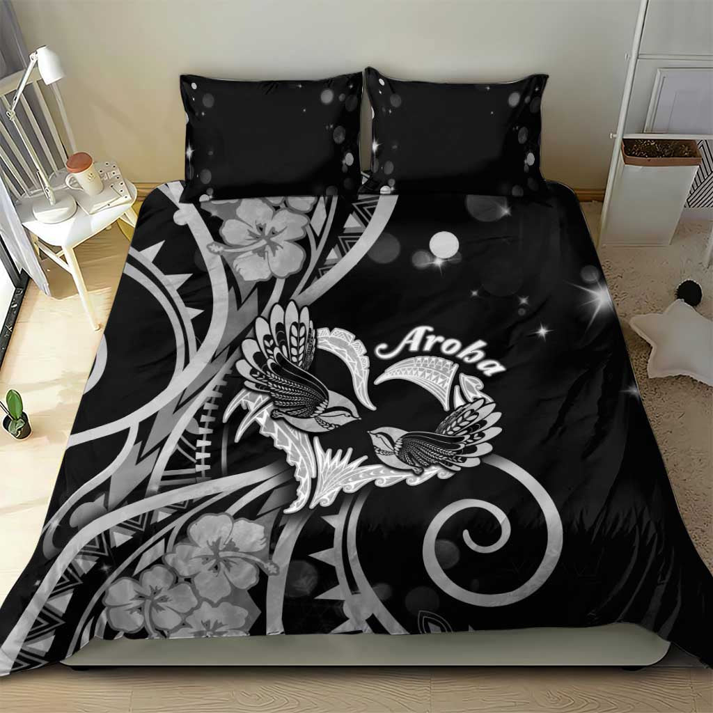 New Zealand Valentine Bedding Set Aroha Gray Piwakawaka