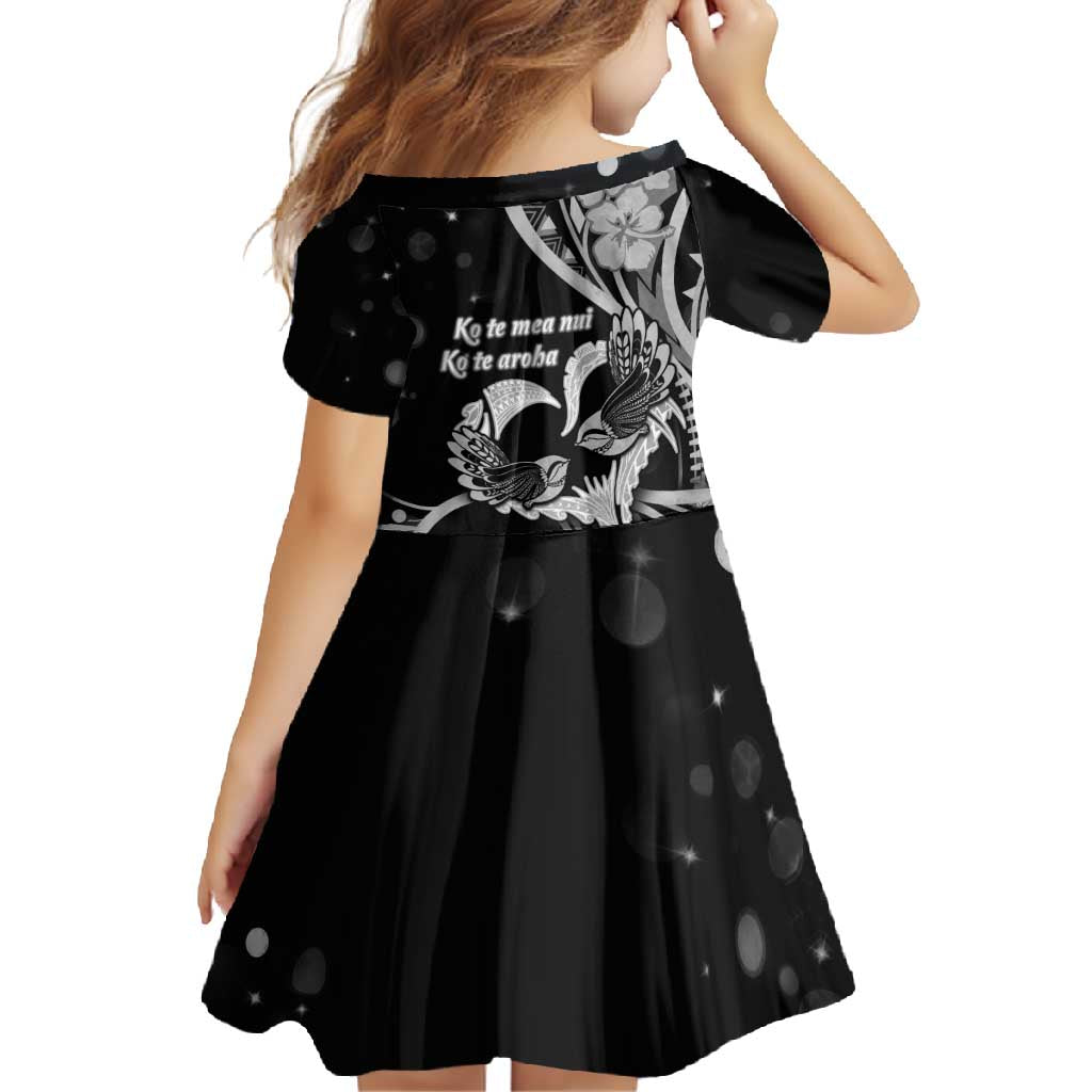 New Zealand Valentine Family Matching Off Shoulder Maxi Dress and Hawaiian Shirt Aroha Gray Piwakawaka