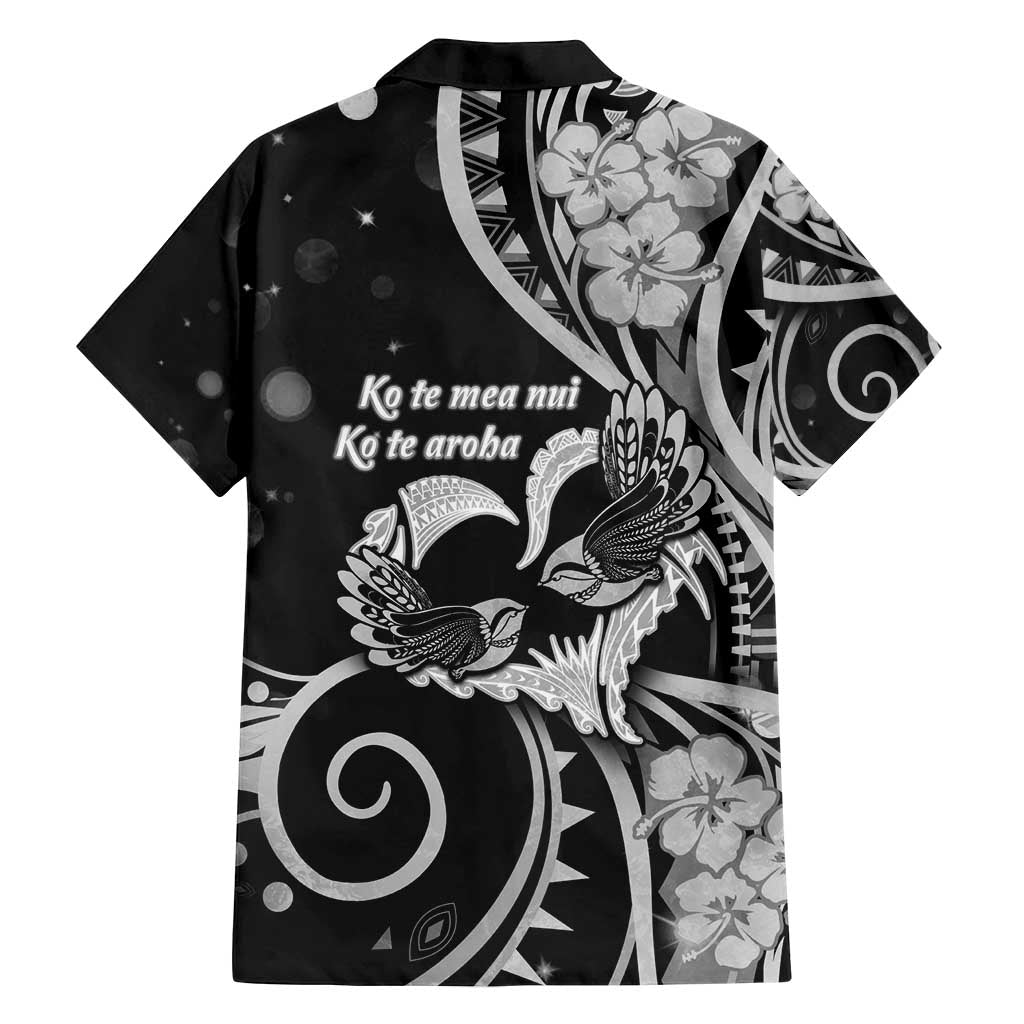 New Zealand Valentine Family Matching Tank Maxi Dress and Hawaiian Shirt Aroha Gray Piwakawaka LT05 - Polynesian Pride