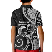 New Zealand Valentine Kid Polo Shirt Aroha Gray Piwakawaka