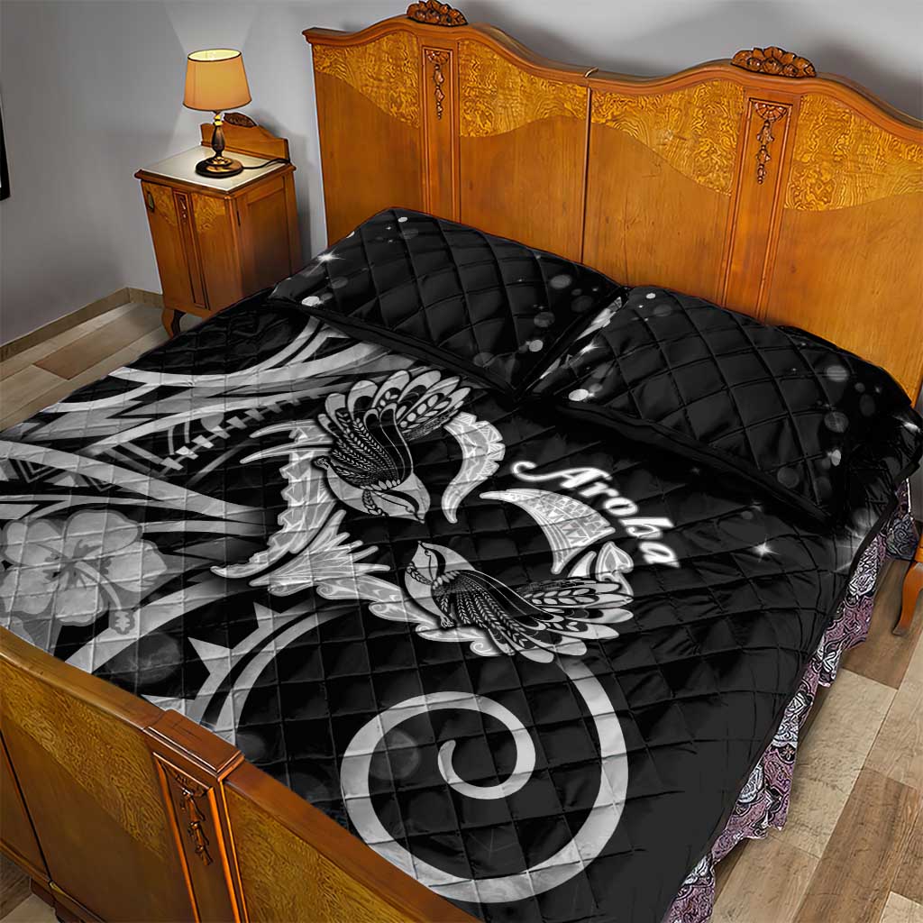 New Zealand Valentine Quilt Bed Set Aroha Gray Piwakawaka