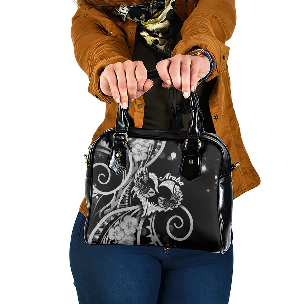 New Zealand Valentine Shoulder Handbag Aroha Gray Piwakawaka LT05 One Size Gray - Polynesian Pride