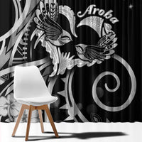 New Zealand Valentine Window Curtain Aroha Gray Piwakawaka