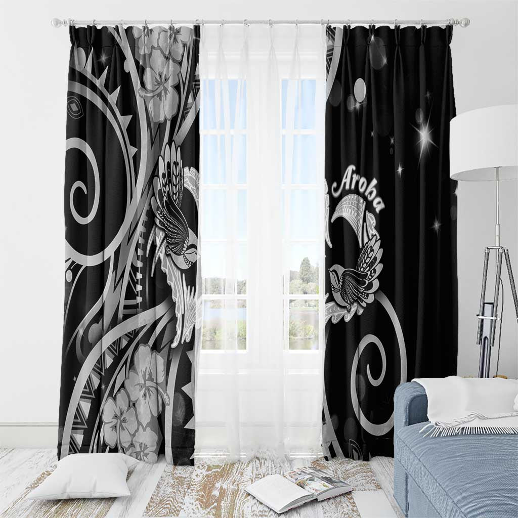 New Zealand Valentine Window Curtain Aroha Gray Piwakawaka