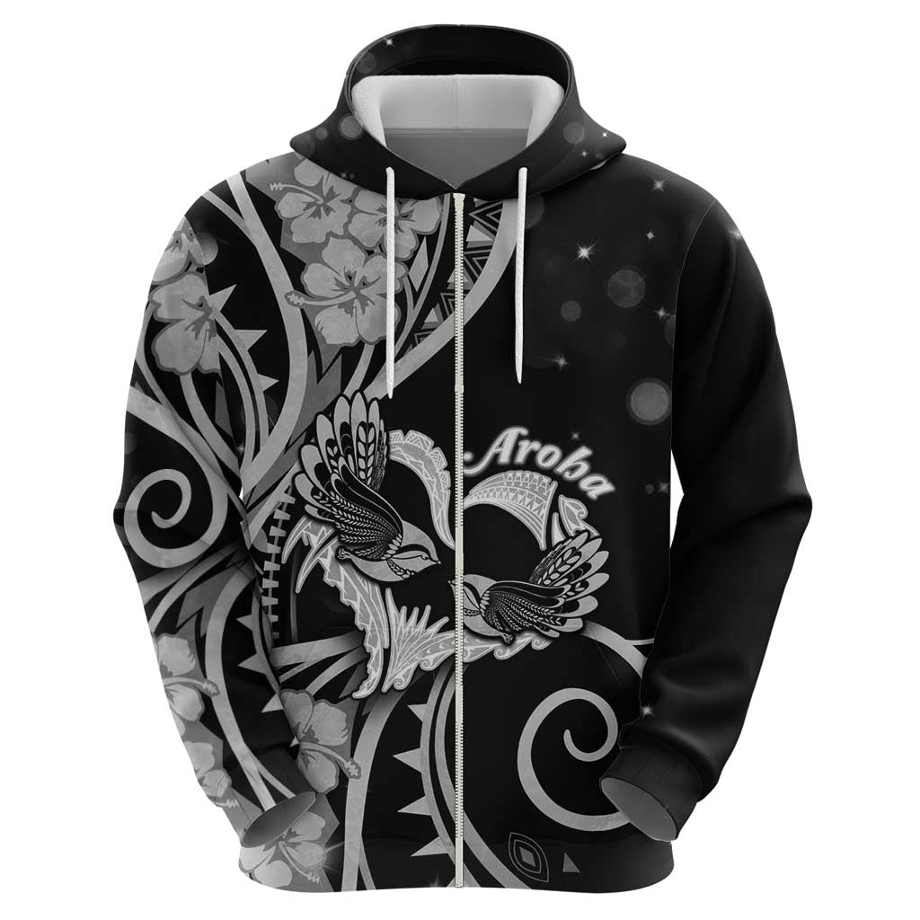 New Zealand Valentine Zip Hoodie Aroha Gray Piwakawaka LT05 - Polynesian Pride