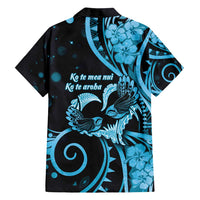 New Zealand Valentine Family Matching Tank Maxi Dress and Hawaiian Shirt Aroha Cyan Piwakawaka LT05 - Polynesian Pride