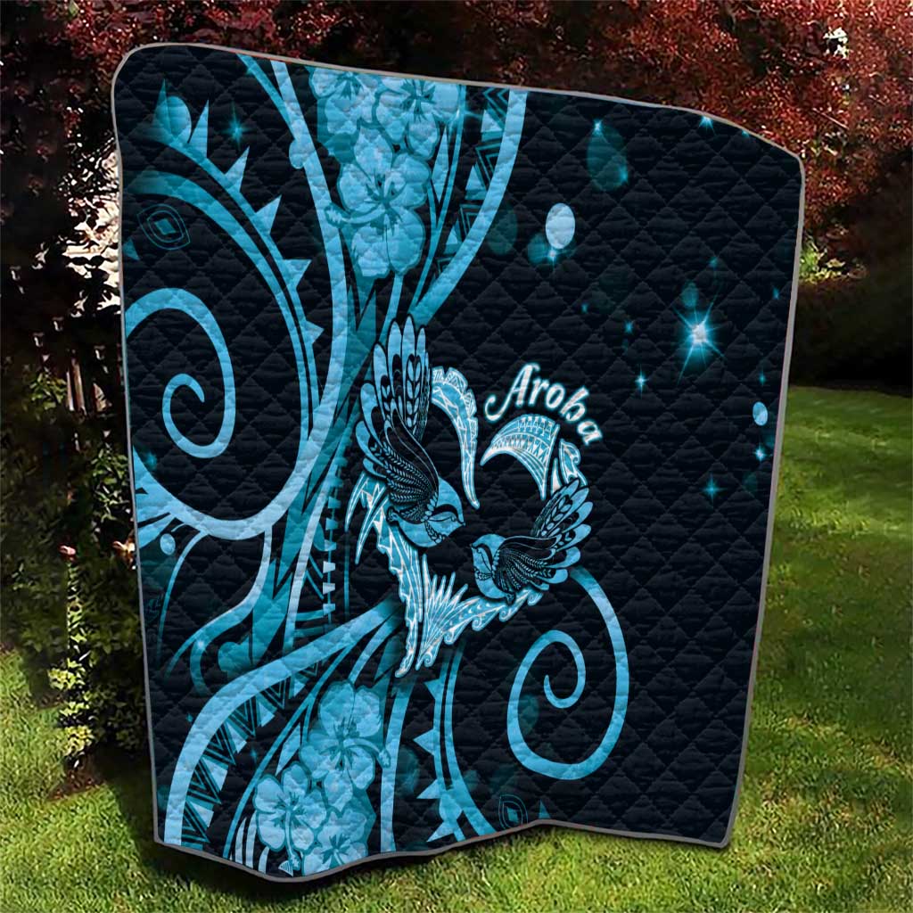 New Zealand Valentine Quilt Aroha Cyan Piwakawaka LT05 - Polynesian Pride