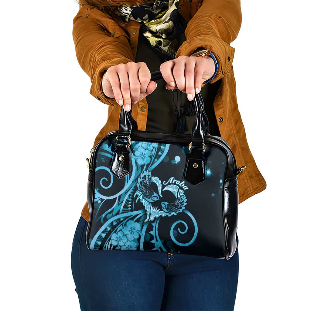 New Zealand Valentine Shoulder Handbag Aroha Cyan Piwakawaka LT05 One Size Cyan - Polynesian Pride