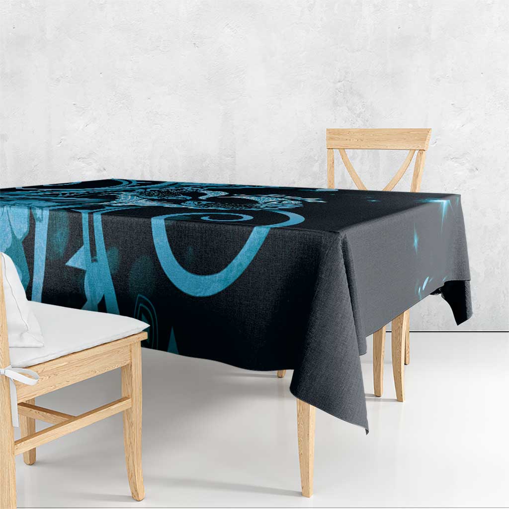 New Zealand Valentine Tablecloth Aroha Cyan Piwakawaka
