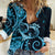 New Zealand Valentine Women Casual Shirt Aroha Cyan Piwakawaka