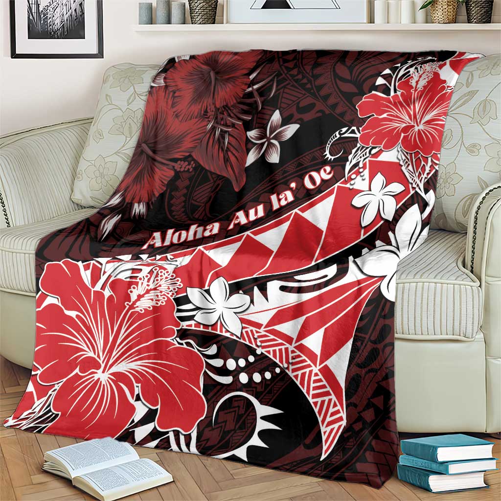 Hawaii Valentine Day Blanket Polynesian Hibiscus Art Style Red