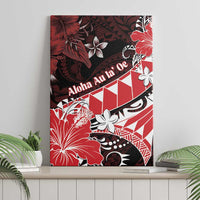 Hawaii Valentine Day Canvas Wall Art Polynesian Hibiscus Art Style Red