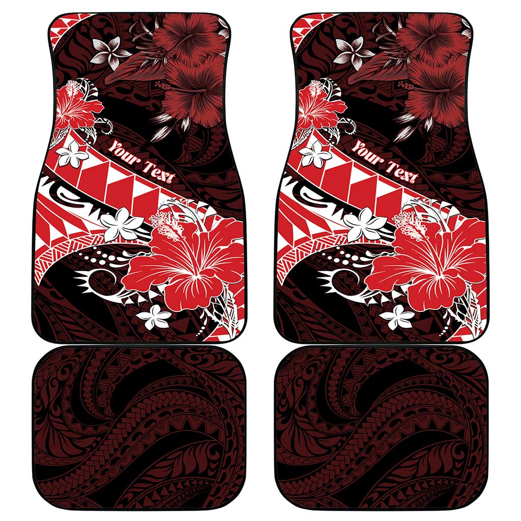 Hawaii Valentine Day Car Mats Polynesian Hibiscus Art Style Red