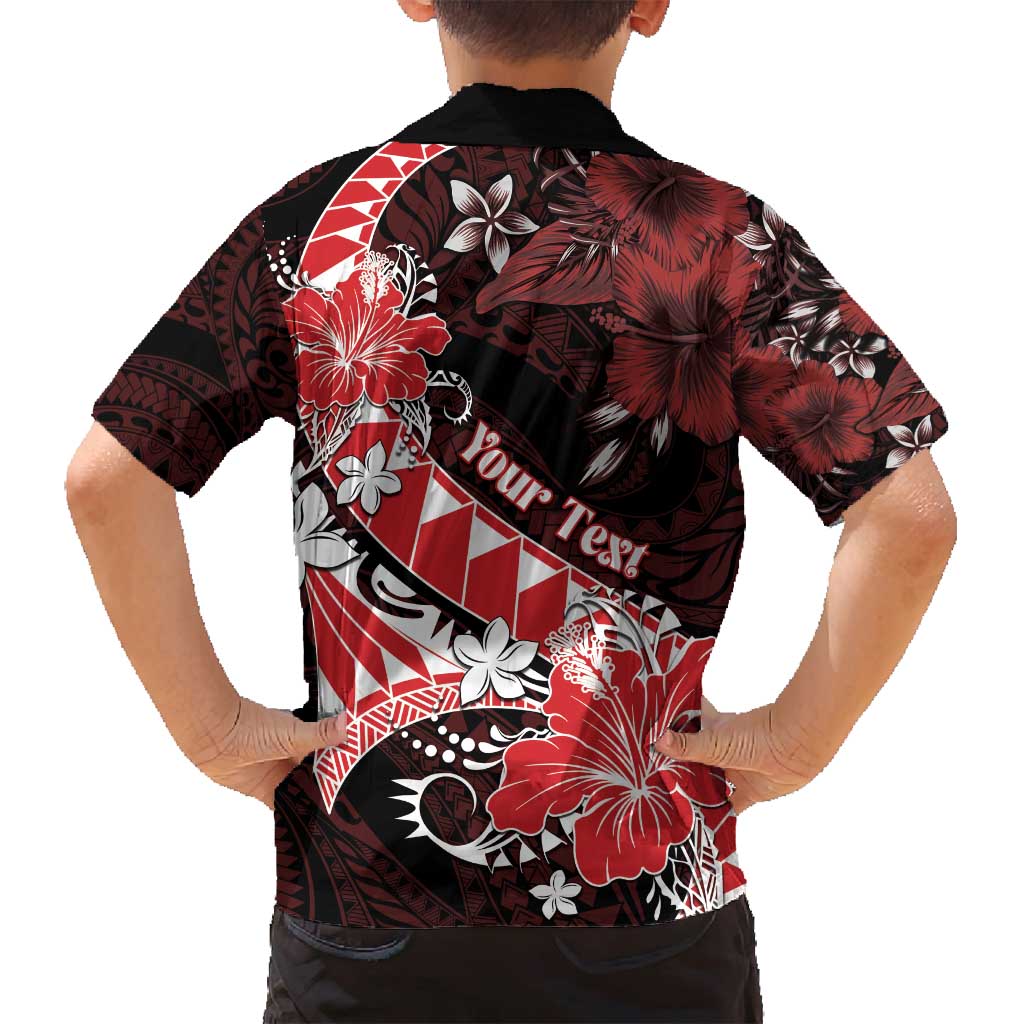 Personalised Hawaii Valentine Day Family Matching Off Shoulder Short Dress and Hawaiian Shirt Polynesian Hibiscus Art Style Red LT05 - Polynesian Pride