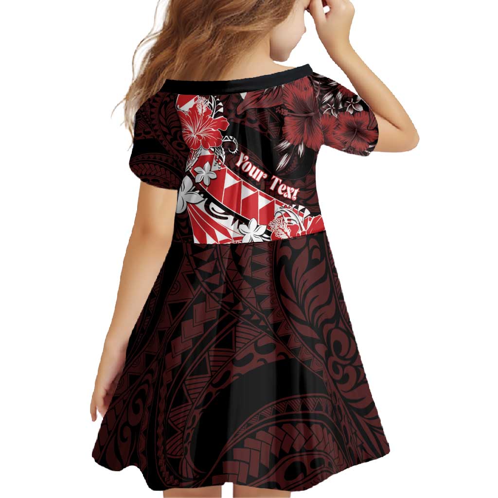 Personalised Hawaii Valentine Day Family Matching Short Sleeve Bodycon Dress and Hawaiian Shirt Polynesian Hibiscus Art Style Red LT05 - Polynesian Pride