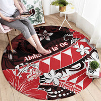 Hawaii Valentine Day Round Carpet Polynesian Hibiscus Art Style Red LT05 - Polynesian Pride