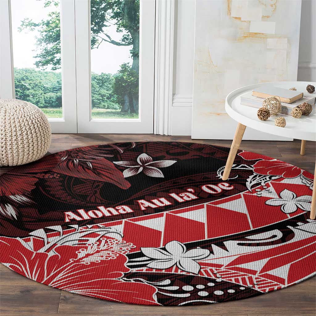 Hawaii Valentine Day Round Carpet Polynesian Hibiscus Art Style Red LT05 - Polynesian Pride