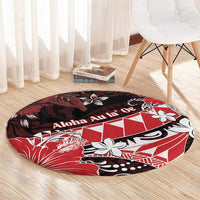 Hawaii Valentine Day Round Carpet Polynesian Hibiscus Art Style Red LT05 - Polynesian Pride