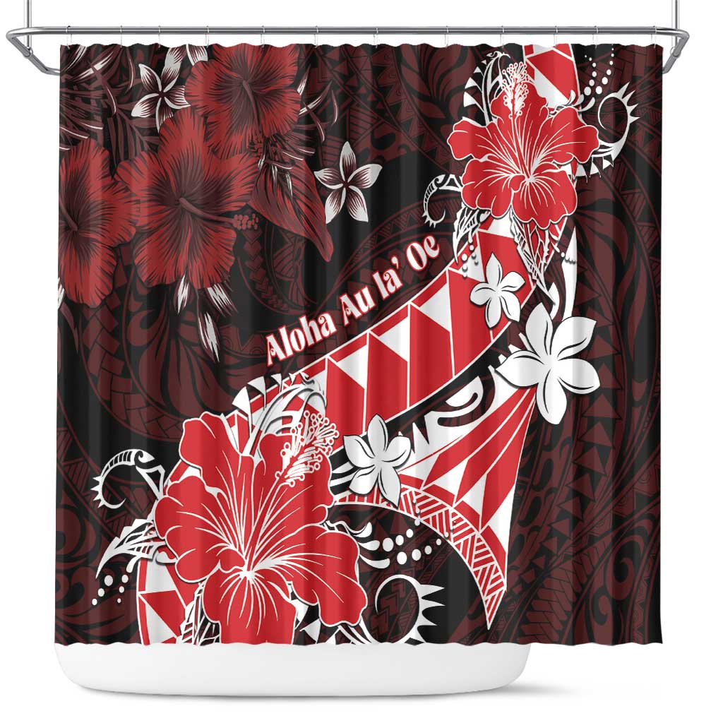 Hawaii Valentine Day Shower Curtain Polynesian Hibiscus Art Style Red LT05 Red - Polynesian Pride
