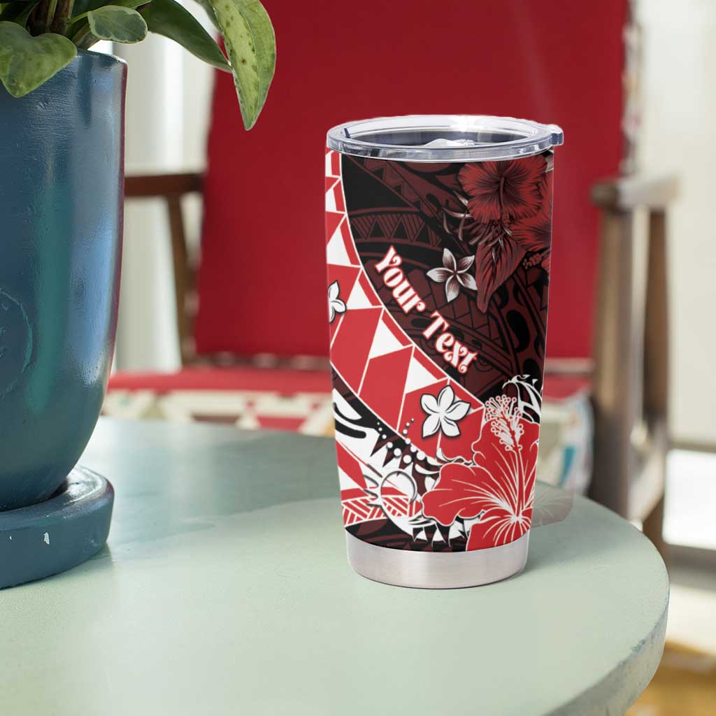 Personalised Hawaii Valentine Day Tumbler Cup Polynesian Hibiscus Art Style Red