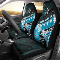 Hawaii Valentine Day Car Seat Cover Polynesian Hibiscus Art Style Turquoise