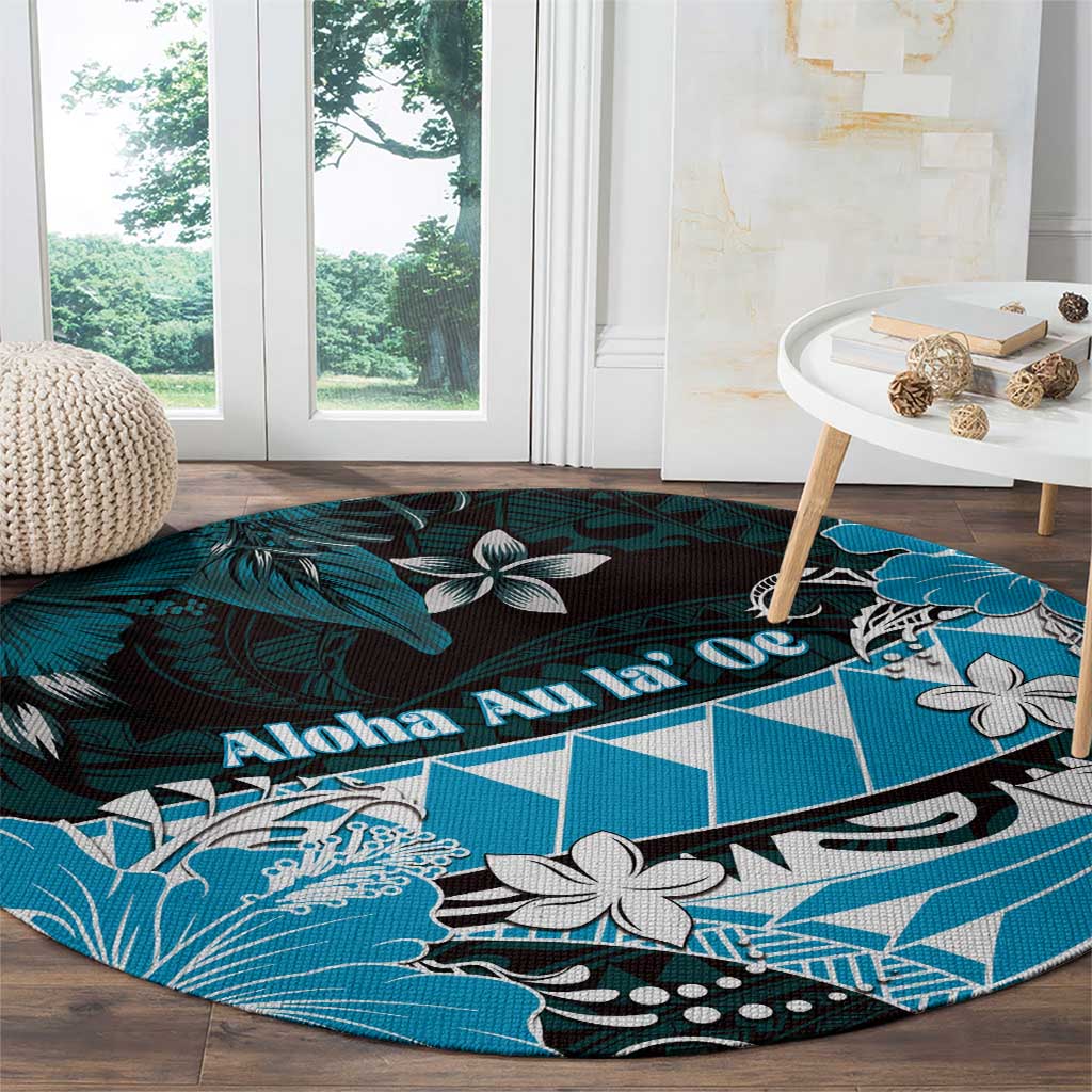 Hawaii Valentine Day Round Carpet Polynesian Hibiscus Art Style Turquoise LT05 - Polynesian Pride