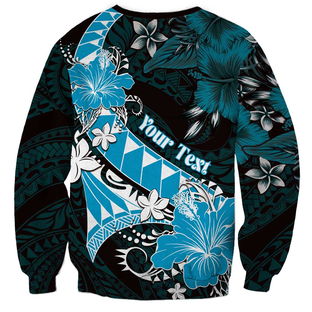 Personalised Hawaii Valentine Day Sweatshirt Polynesian Hibiscus Art Style Turquoise LT05 - Polynesian Pride