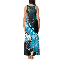 Personalised Hawaii Valentine Day Tank Maxi Dress Polynesian Hibiscus Art Style Turquoise