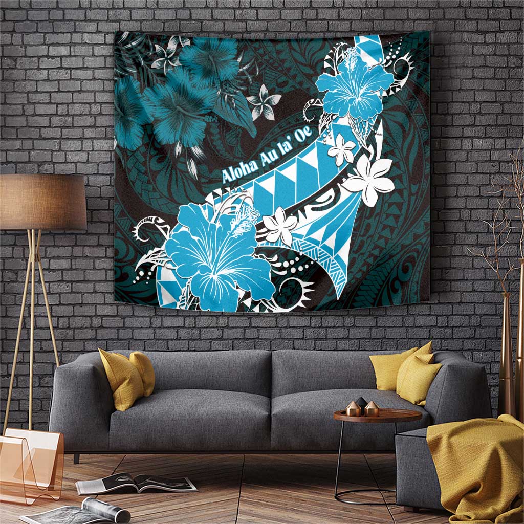 Hawaii Valentine Day Tapestry Polynesian Hibiscus Art Style Turquoise LT05 Turquoise - Polynesian Pride