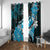Hawaii Valentine Day Window Curtain Polynesian Hibiscus Art Style Turquoise