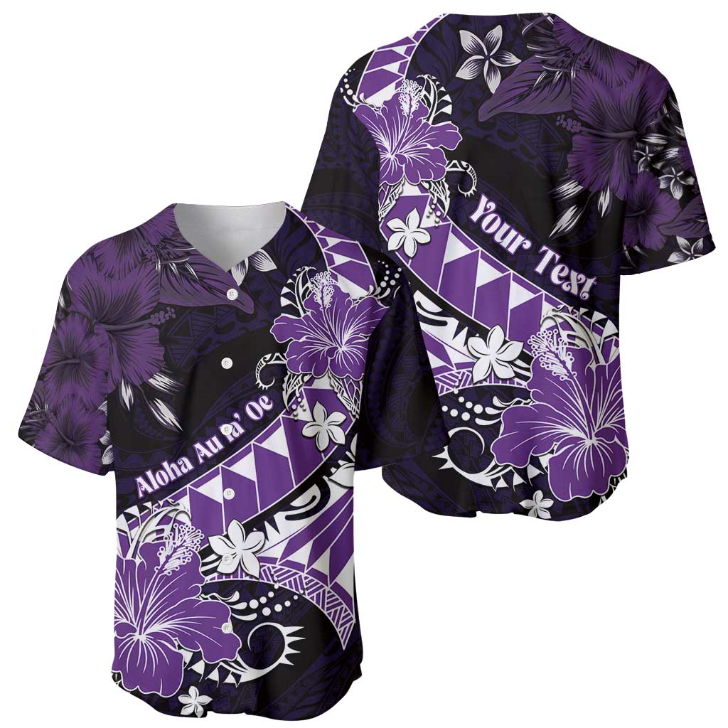 Personalised Hawaii Valentine Day Baseball Jersey Polynesian Hibiscus Art Style Purple LT05 - Polynesian Pride
