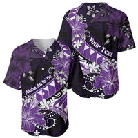 Personalised Hawaii Valentine Day Baseball Jersey Polynesian Hibiscus Art Style Purple LT05 - Polynesian Pride