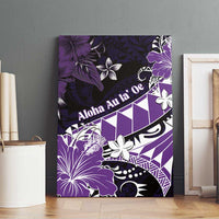 Hawaii Valentine Day Canvas Wall Art Polynesian Hibiscus Art Style Purple