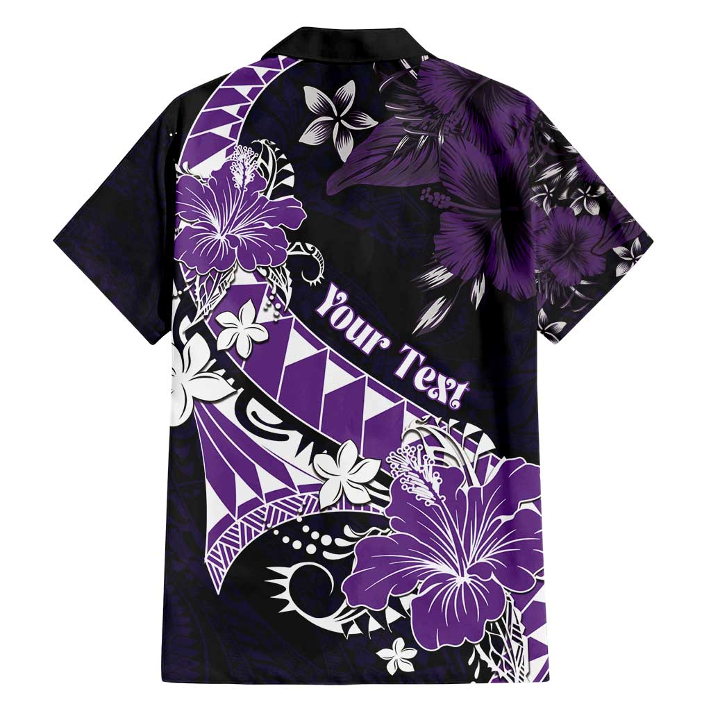 Personalised Hawaii Valentine Day Family Matching Off Shoulder Maxi Dress and Hawaiian Shirt Polynesian Hibiscus Art Style Purple