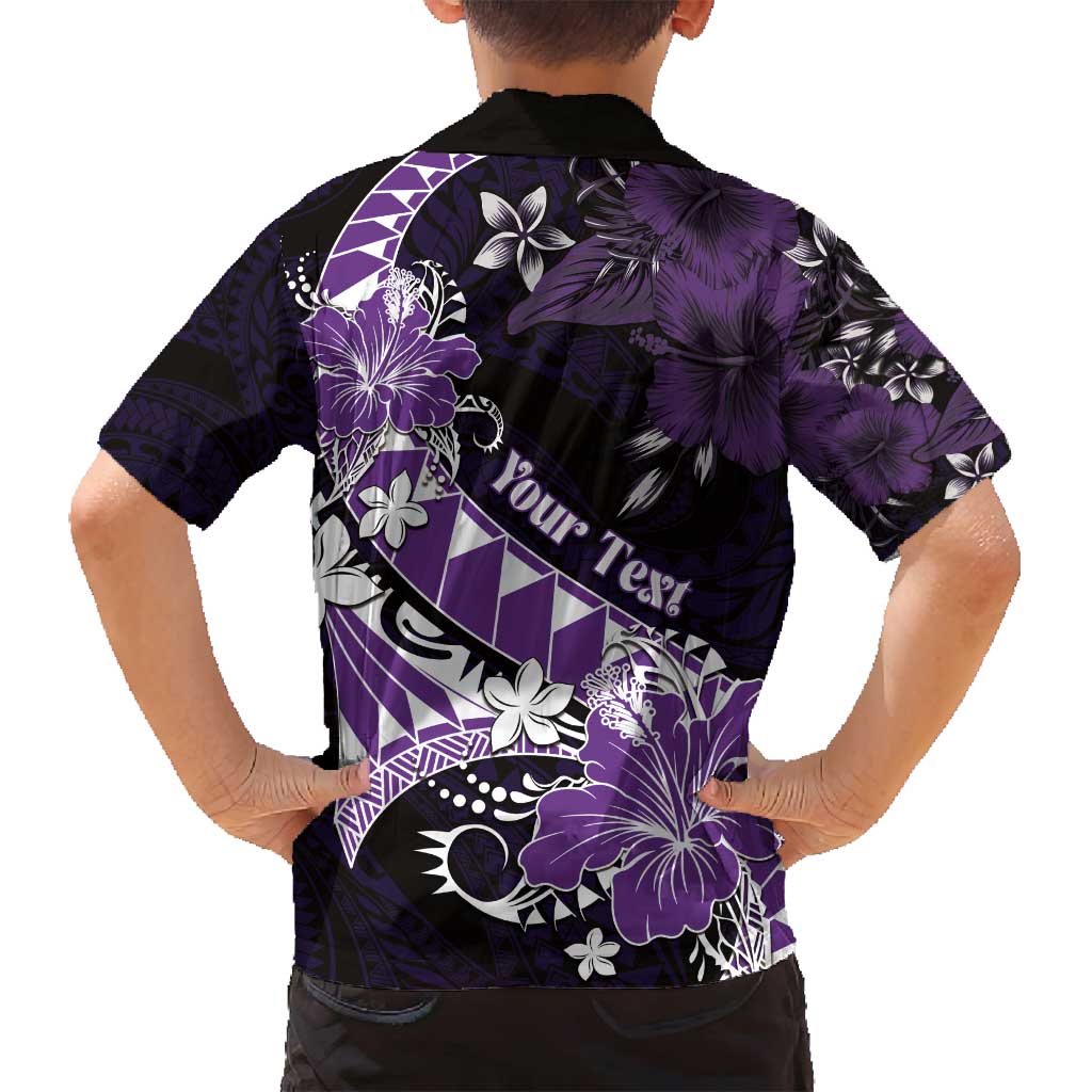 Personalised Hawaii Valentine Day Family Matching Summer Maxi Dress and Hawaiian Shirt Polynesian Hibiscus Art Style Purple LT05 - Polynesian Pride