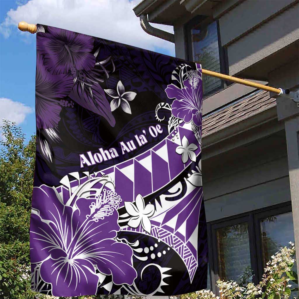 Hawaii Valentine Day Garden Flag Polynesian Hibiscus Art Style Purple
