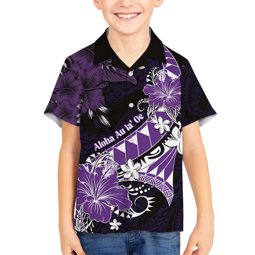 Personalised Hawaii Valentine Day Kid Hawaiian Shirt Polynesian Hibiscus Art Style Purple LT05 Kid Purple - Polynesian Pride