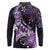 Personalised Hawaii Valentine Day Long Sleeve Polo Shirt Polynesian Hibiscus Art Style Purple