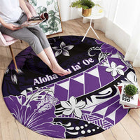 Hawaii Valentine Day Round Carpet Polynesian Hibiscus Art Style Purple LT05 - Polynesian Pride
