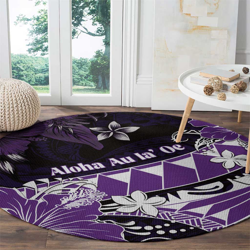 Hawaii Valentine Day Round Carpet Polynesian Hibiscus Art Style Purple LT05 - Polynesian Pride