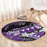 Hawaii Valentine Day Round Carpet Polynesian Hibiscus Art Style Purple LT05 - Polynesian Pride